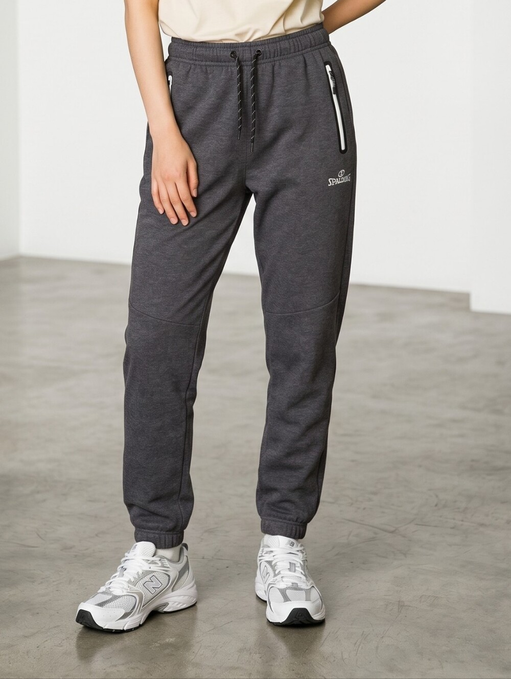 Spalding Dark Gray Track Joggers with Zipper Pockets
